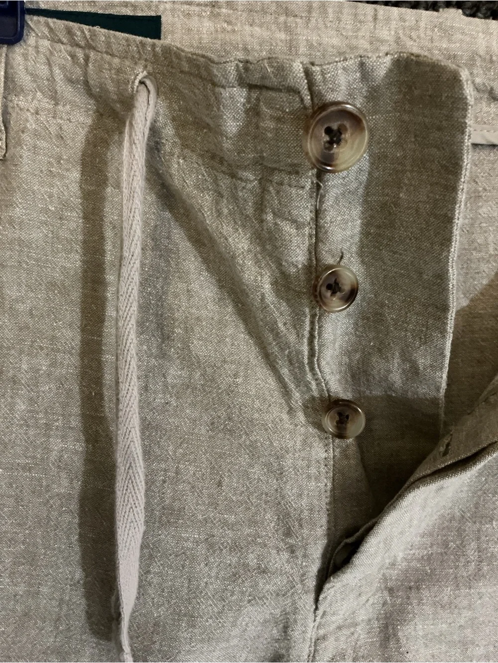 Perry Ellis Men's Linen Blend Drawstring Casual Pants Beige 38
